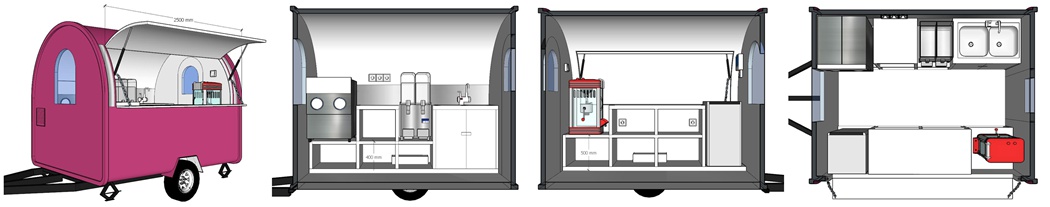 layout of the small food trailer for sale Reunion